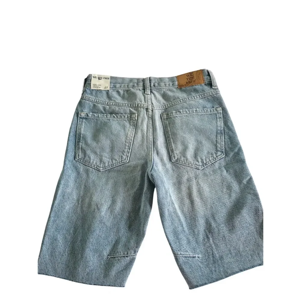 Free People We The Free Ghost Town Long Denim Shorts NWOT 25